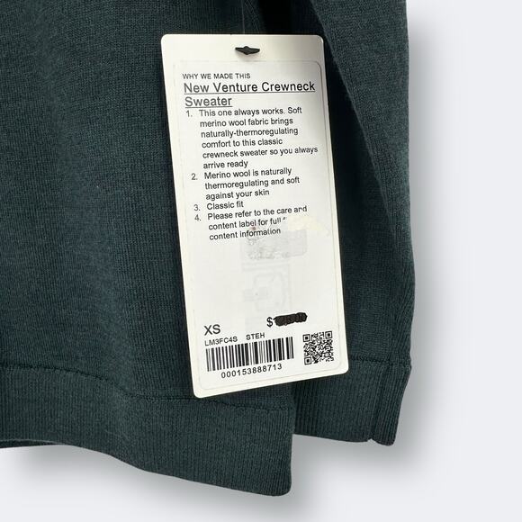 Lululemon New Venture Crewneck Sweater Mens Sz XS Heathered Storm Teal Green - Picture 5 of 6